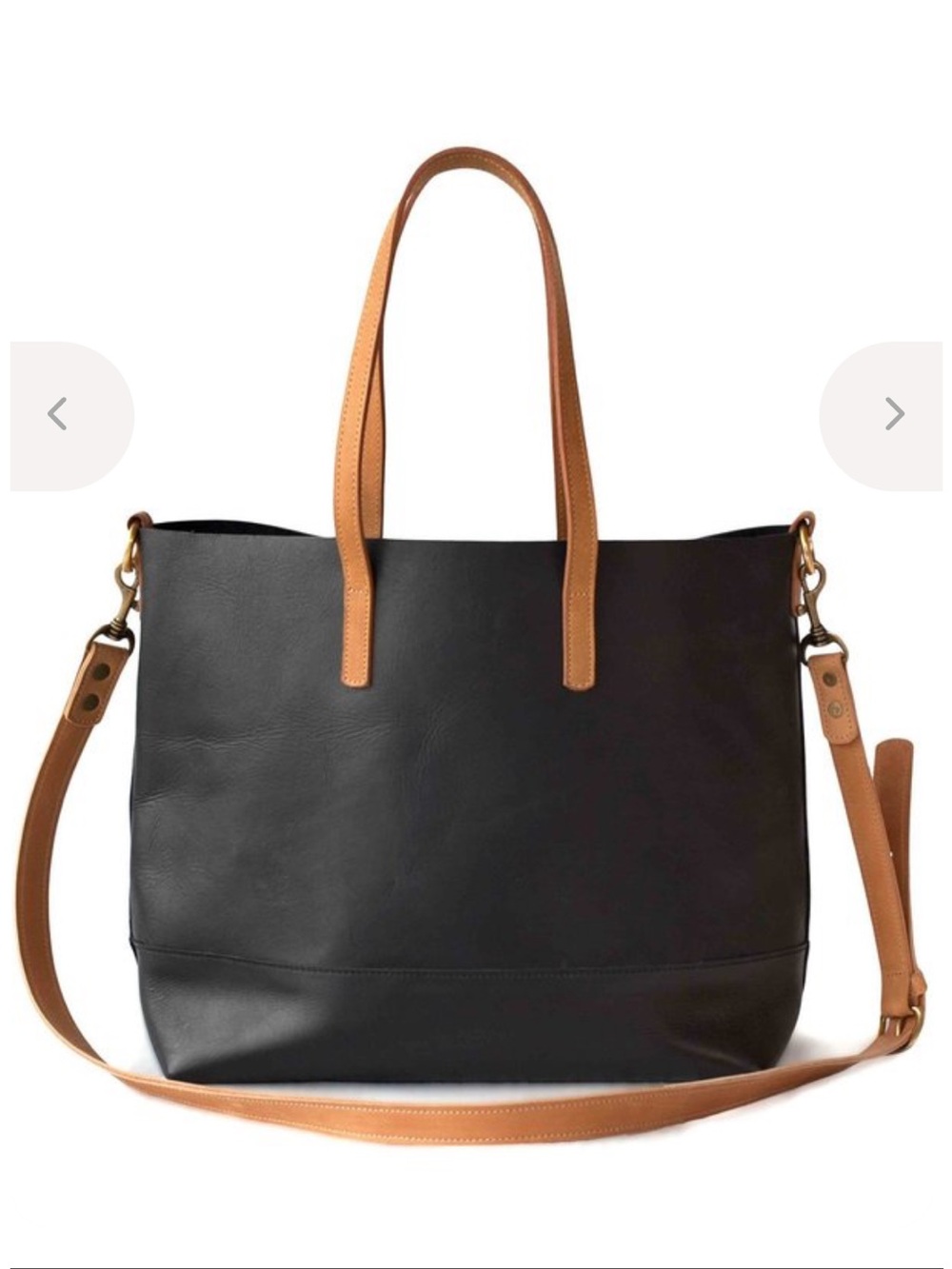 Able Brand Classic Black Tote with Tan Straps - Women Bags